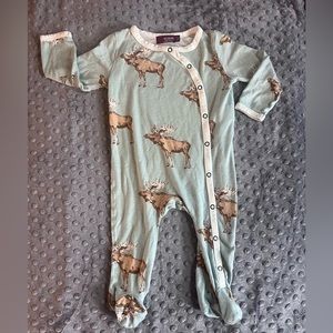 MILKBARN | BLUE MOOSE BAMBOO | SNAP FOOTED ROMPER